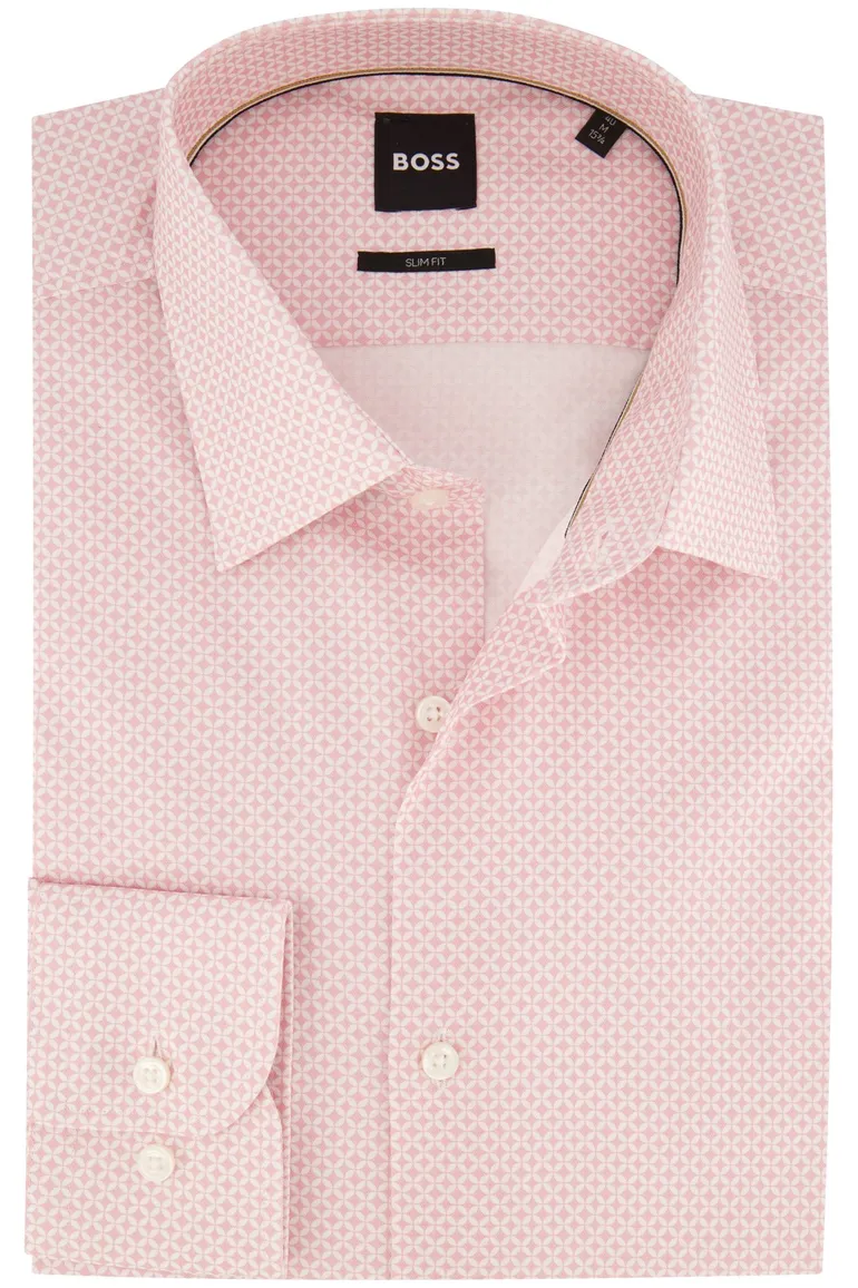 BOSS H-Hank overhemd slim fit roze geprint