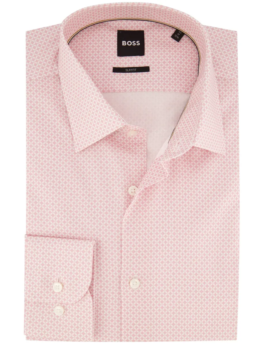 BOSS H-Hank overhemd slim fit roze geprint