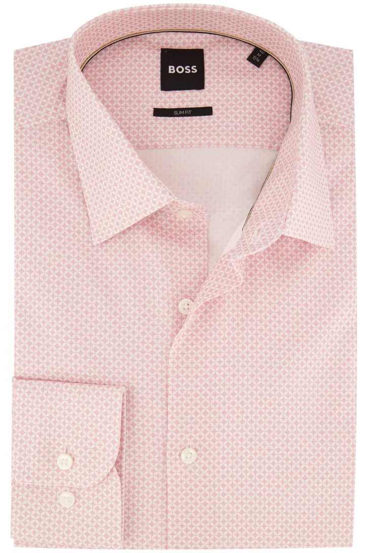 BOSS overhemd slim fit roze geprint