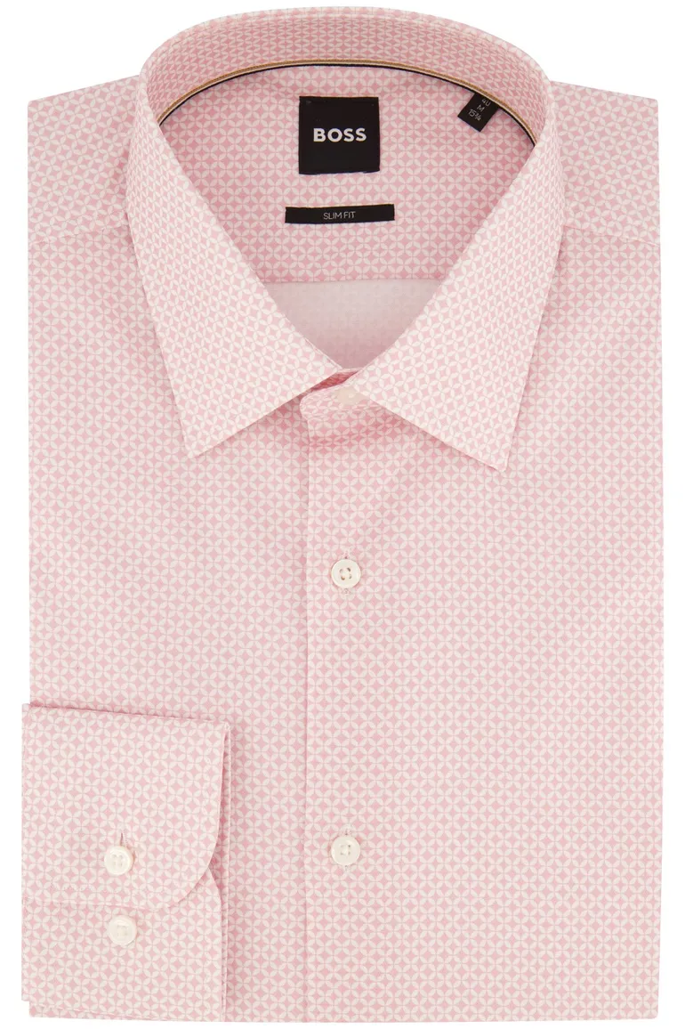 BOSS H-Hank overhemd slim fit roze geprint