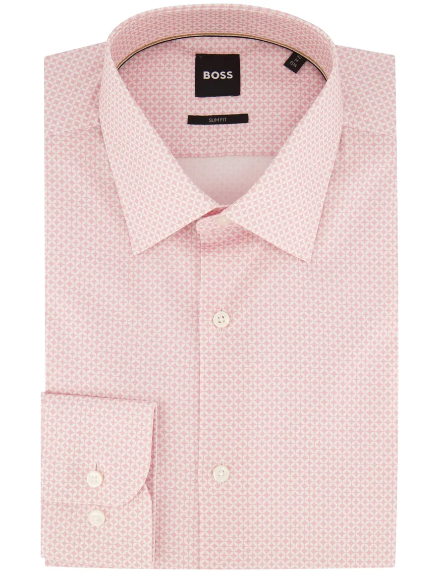Boss overhemd H-HANK roze geprint