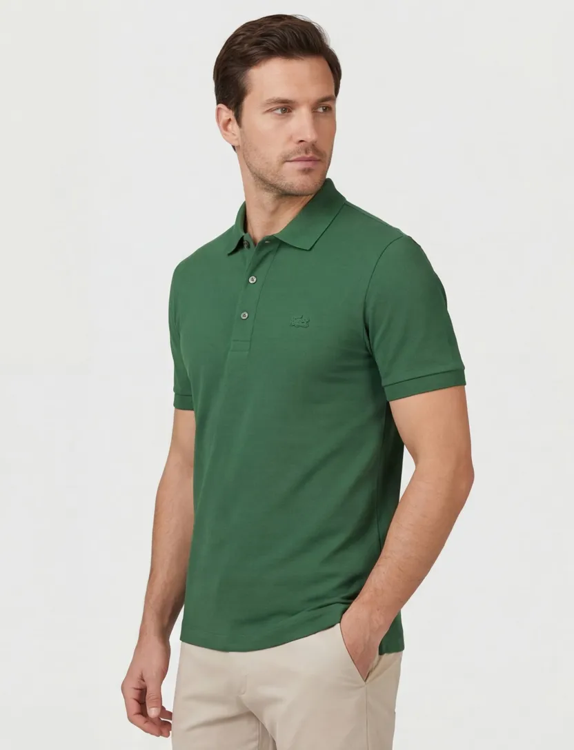 katoenen Lacoste polo normale fit groen