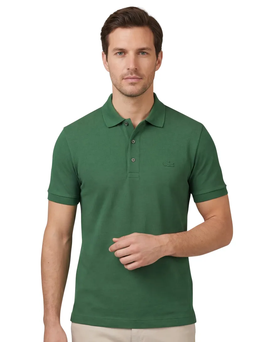 katoenen Lacoste polo normale fit groen