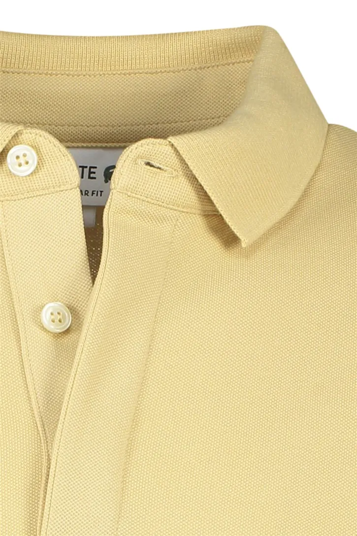 3-knoops Lacoste polo regular fit camel korte mouw katoen