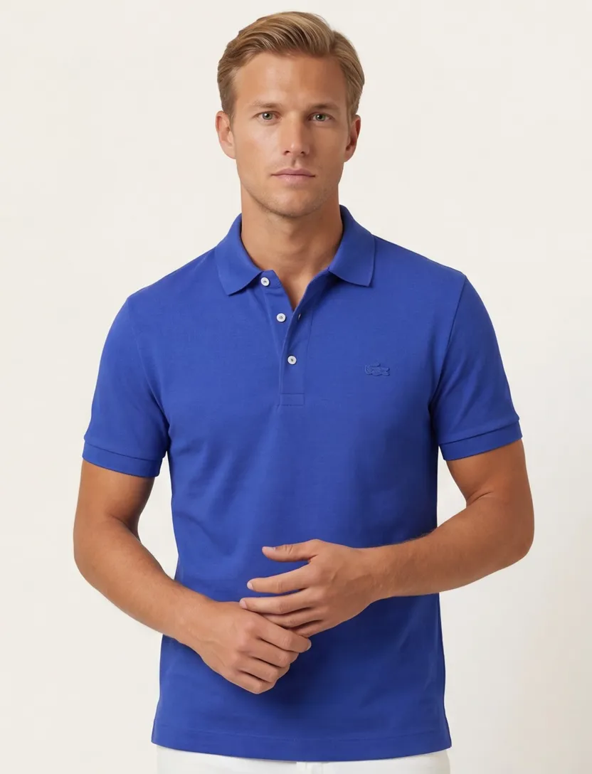 Lacoste polo blauw katoen normale fit