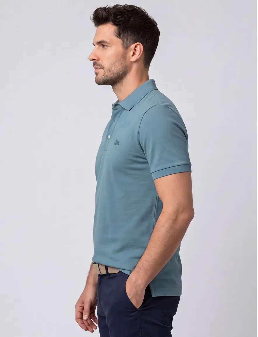 Lacoste polo normale fit blauw katoen