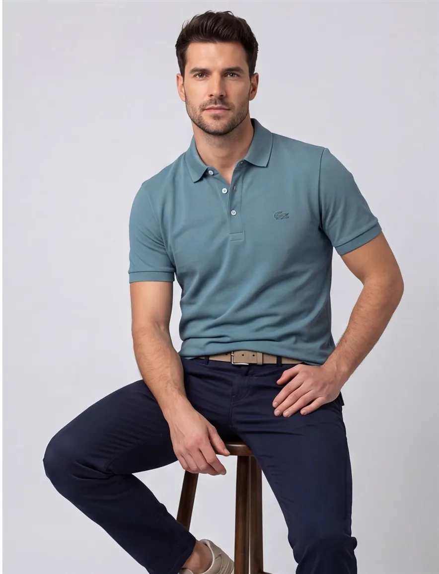 Lacoste polo normale fit blauw katoen