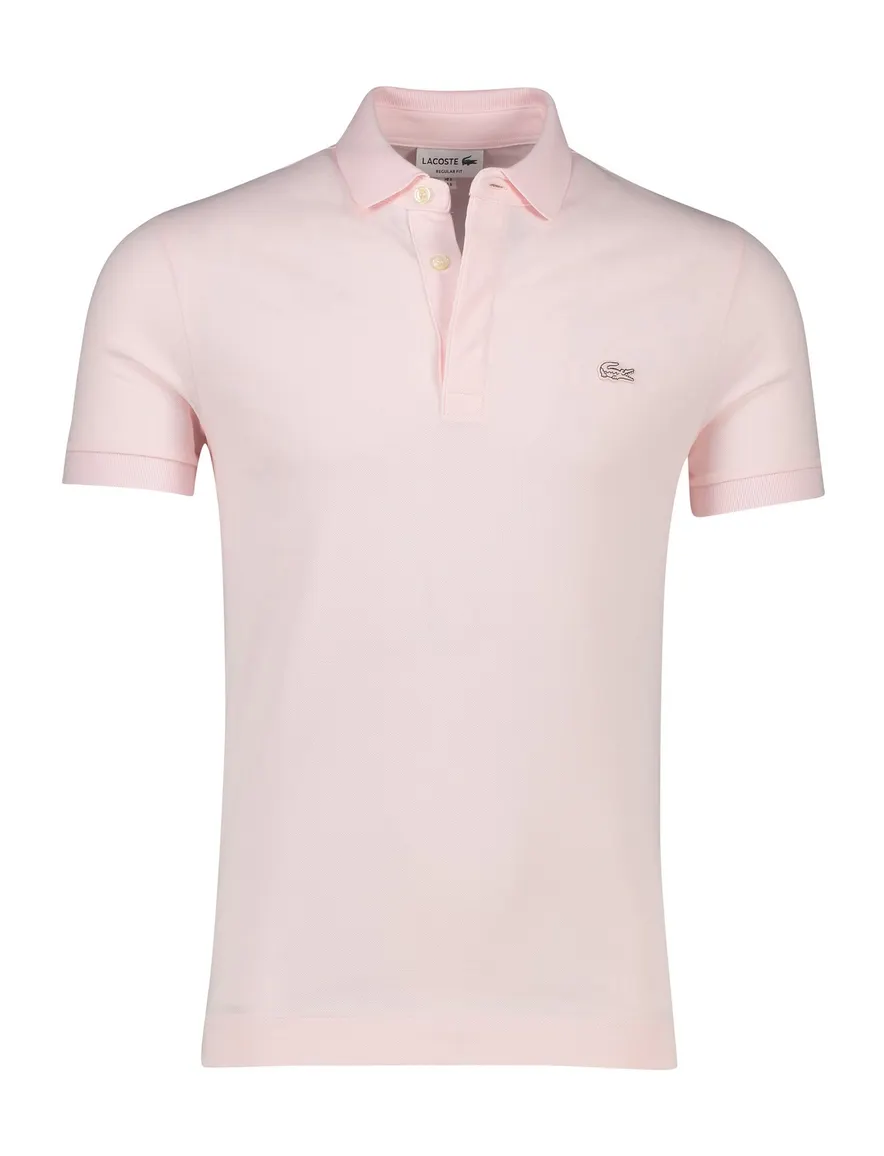 3-knoops Lacoste polo korte mouw fit roze katoen regular fit