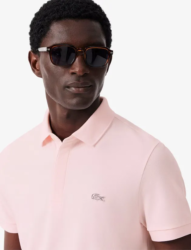 Lacoste polo katoen regular fit roze 3-knoops korte mouw