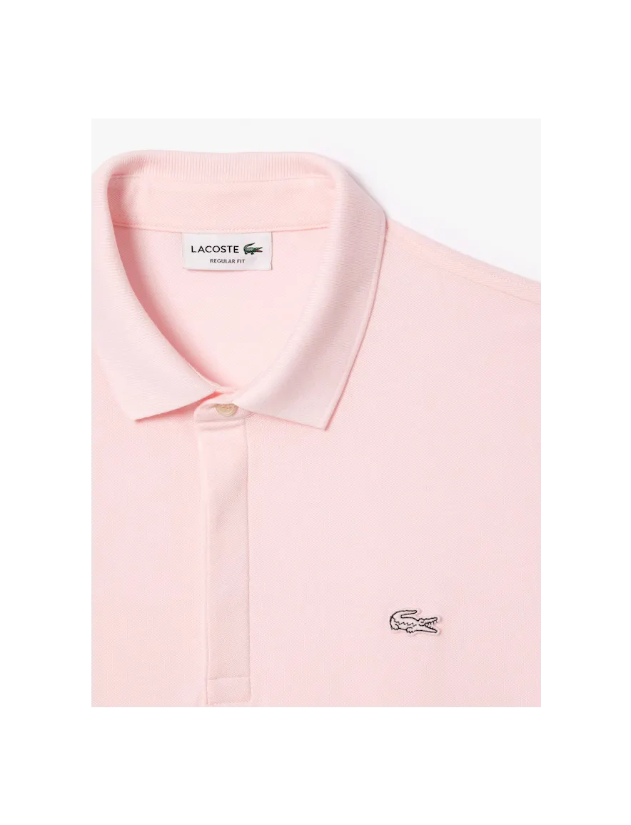 3-knoops Lacoste polo korte mouw fit roze katoen regular fit