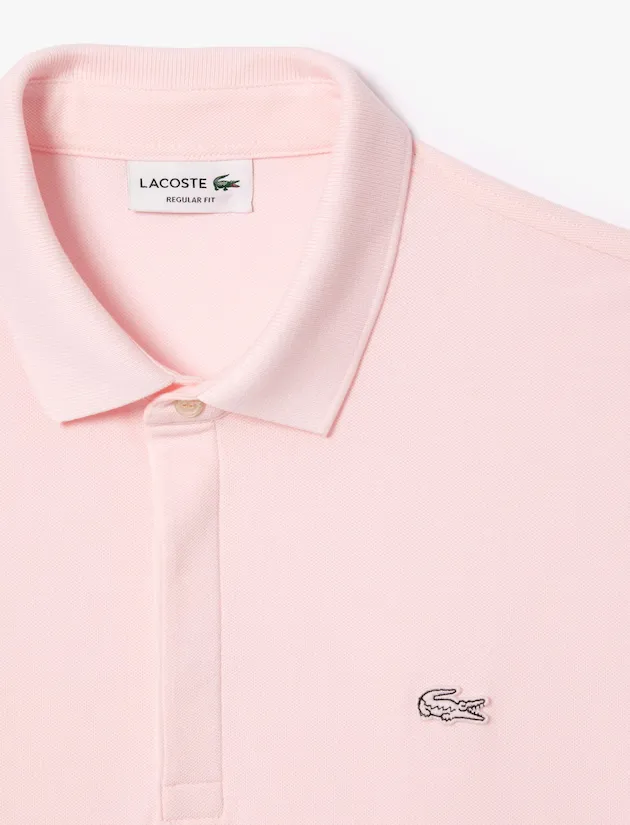 Lacoste polo katoen regular fit roze 3-knoops korte mouw