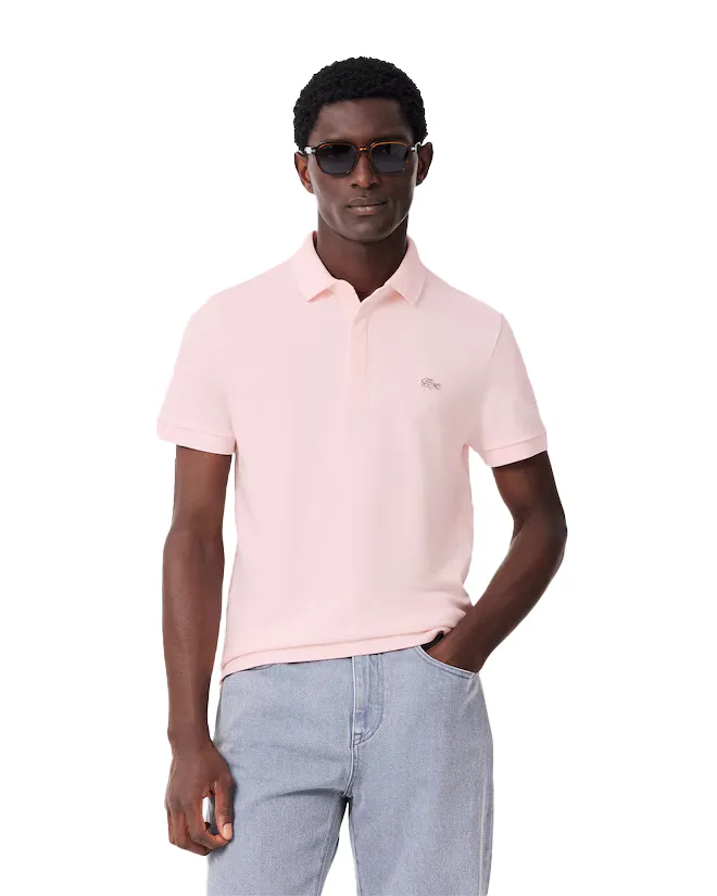 Lacoste polo katoen regular fit roze 3-knoops korte mouw