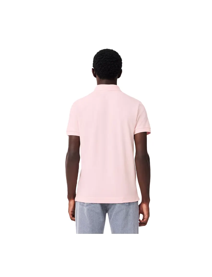 3-knoops Lacoste polo korte mouw fit roze katoen regular fit