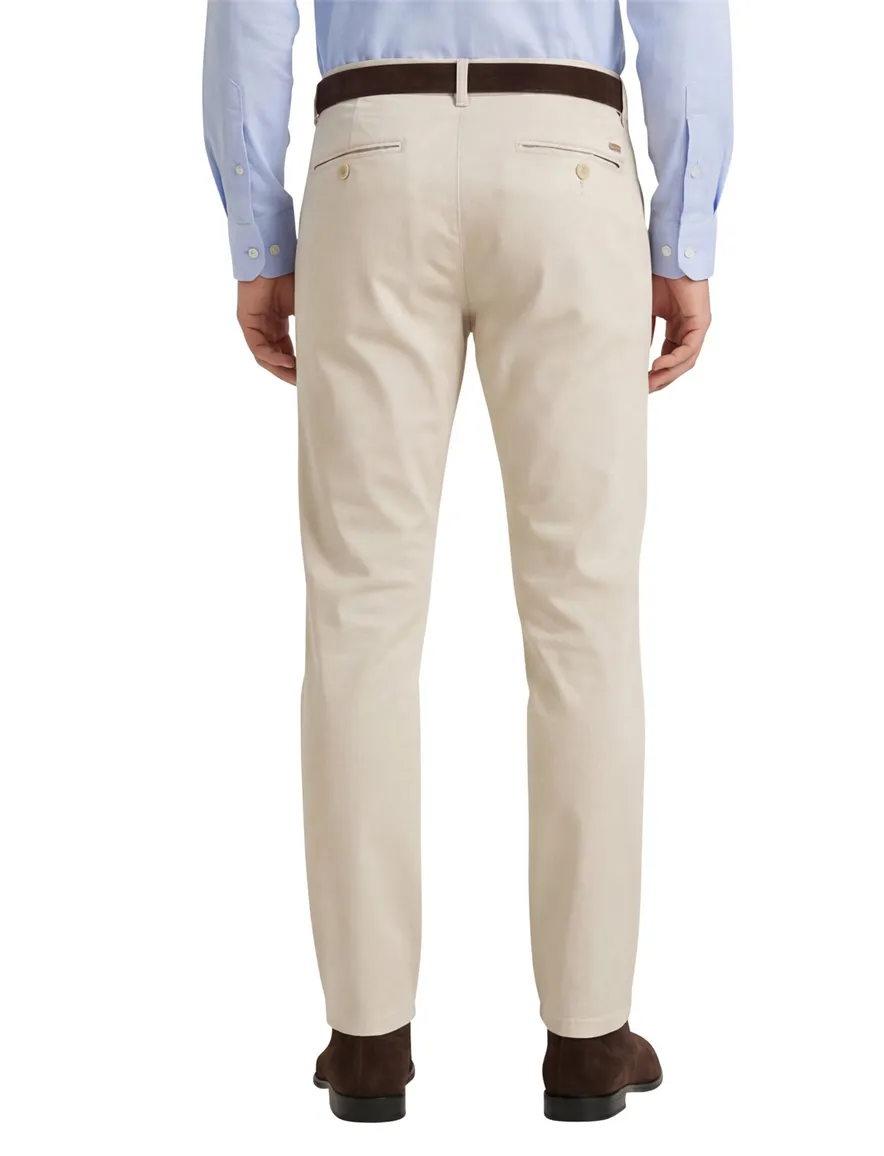 Meyer katoenen broek Bonn effen creme normale fit
