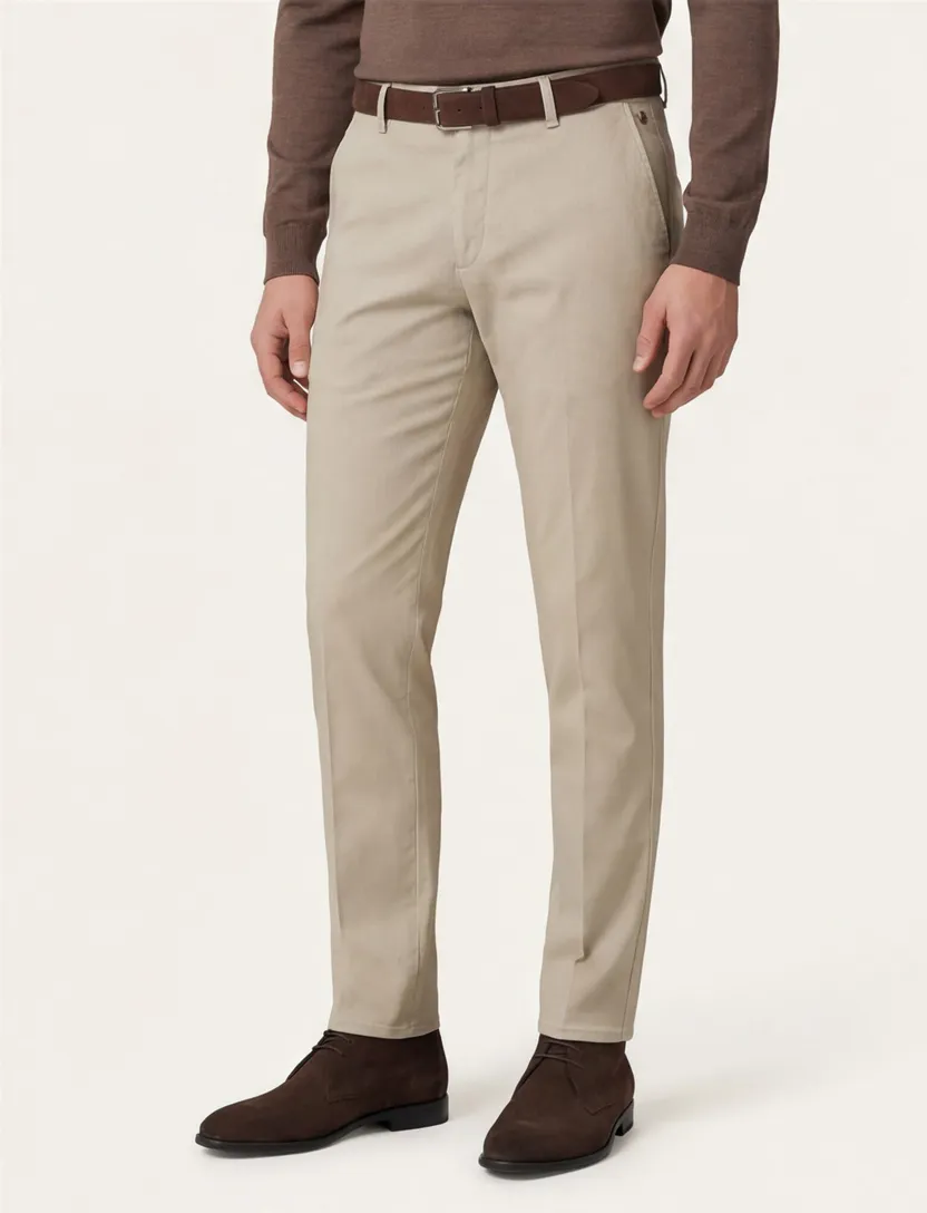 Meyer Bonn katoenen pantalon beige perfect fit