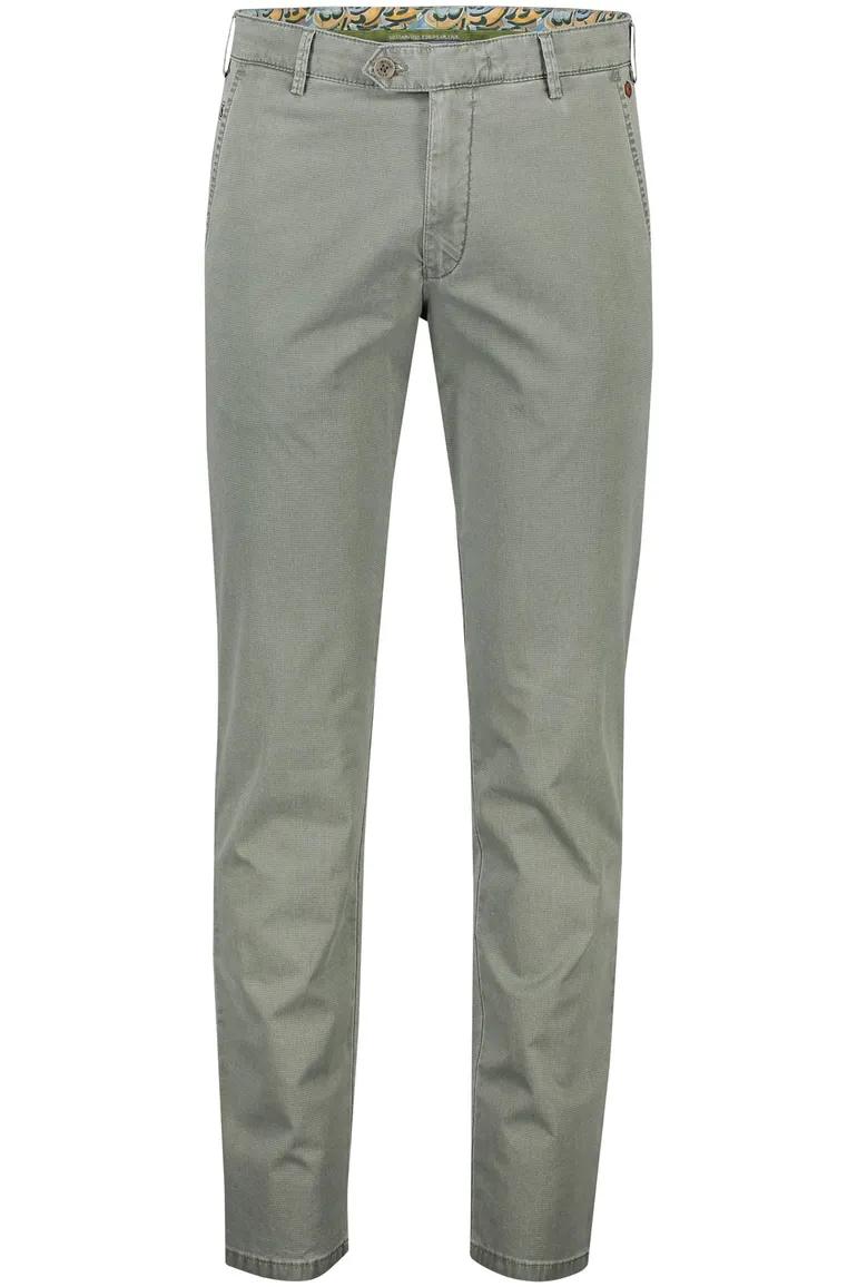 Meyer katoenen broek Tokyo slim fit olijfgroen effen