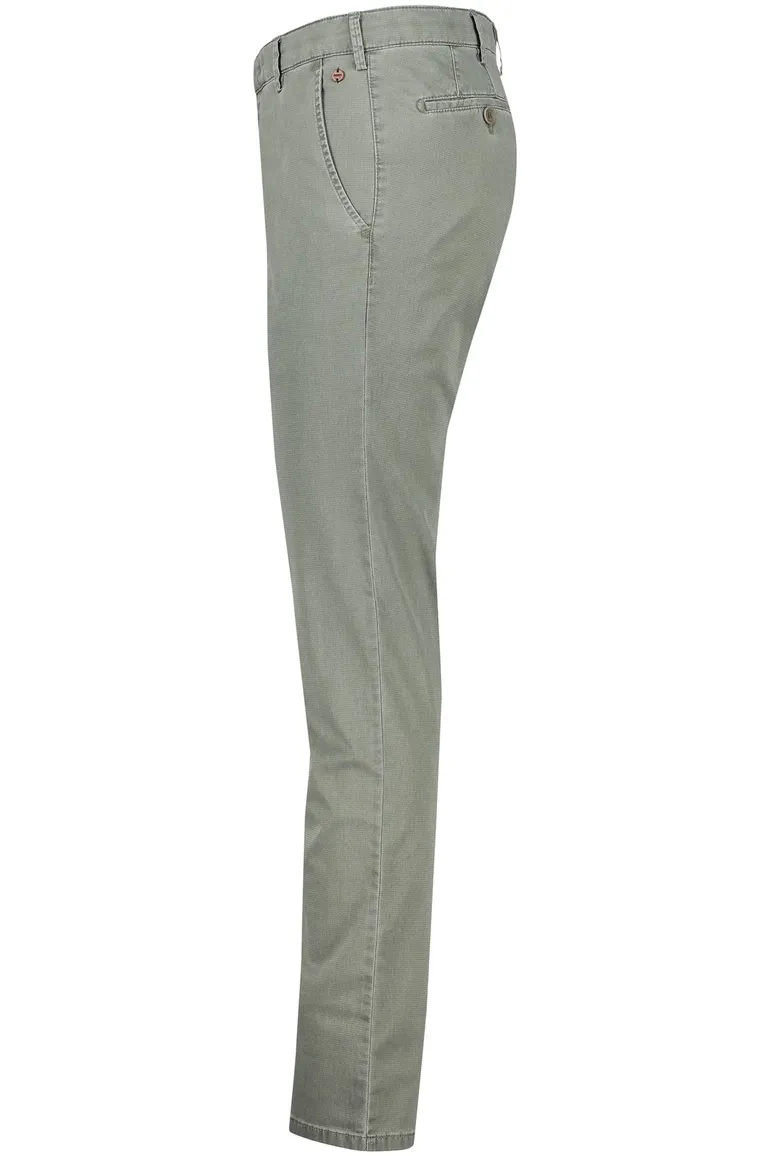 Meyer katoenen broek Tokyo slim fit olijfgroen effen