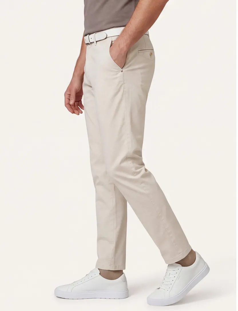 Meyer katoenen pantalon Chicago ecru effen