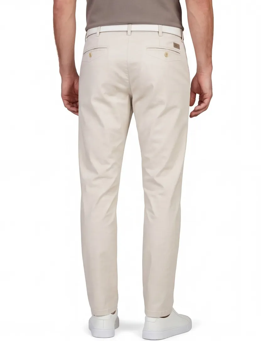 Meyer katoenen pantalon Chicago ecru effen