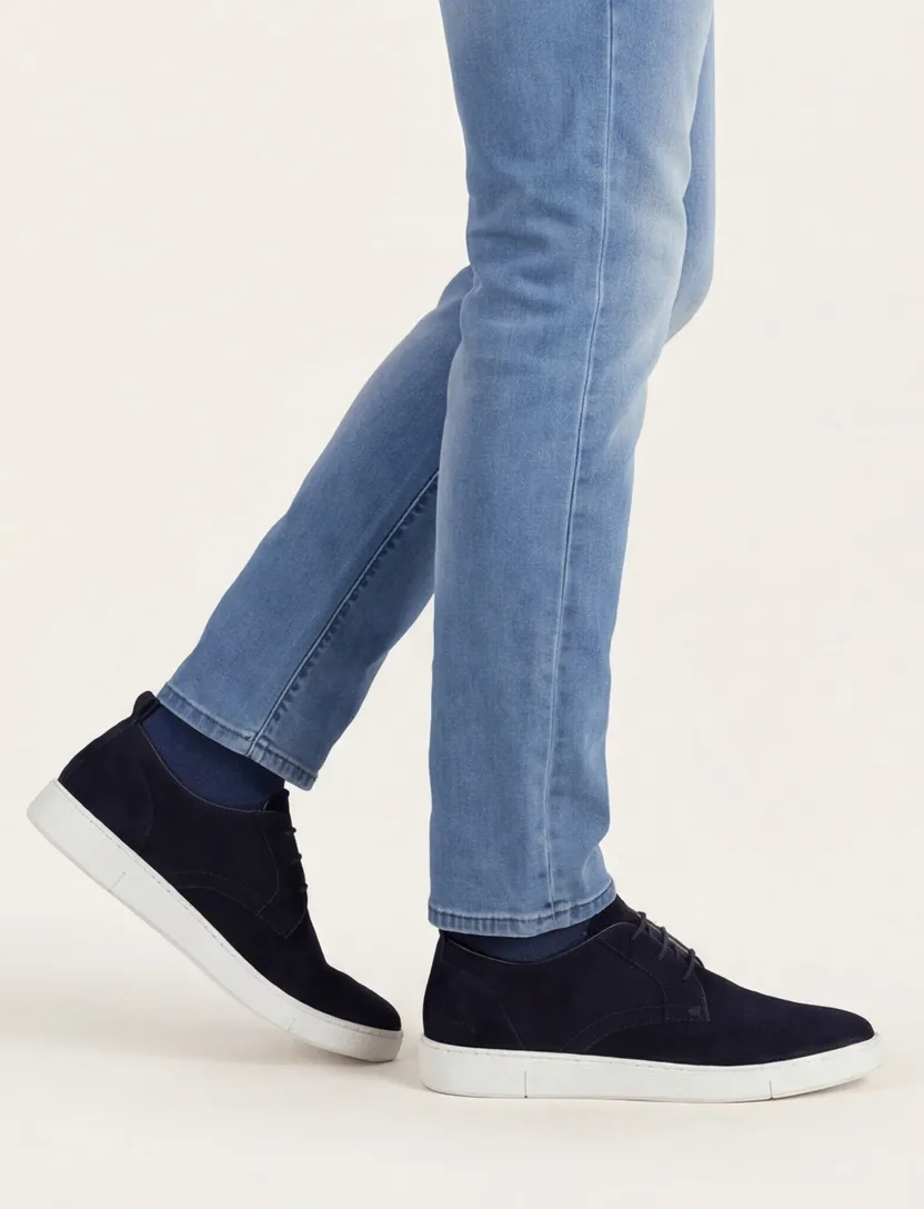 Rehab sneaker veters donkerblauw leer
