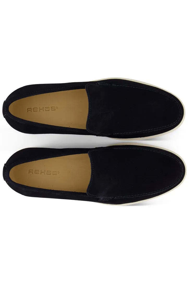 Rehab loafers donkerblauw effen leer