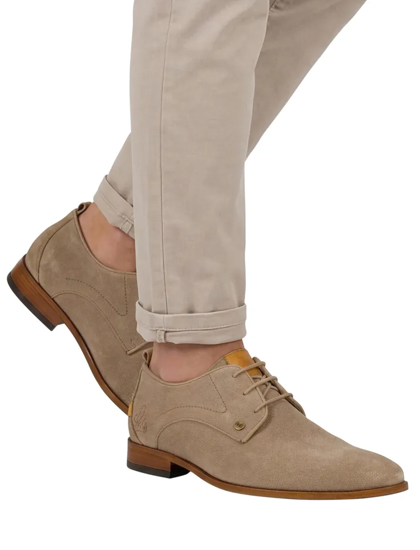 Rehab nette schoenen beige effen leer veter