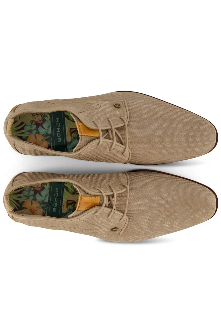 Rehab nette schoenen beige effen leer veter