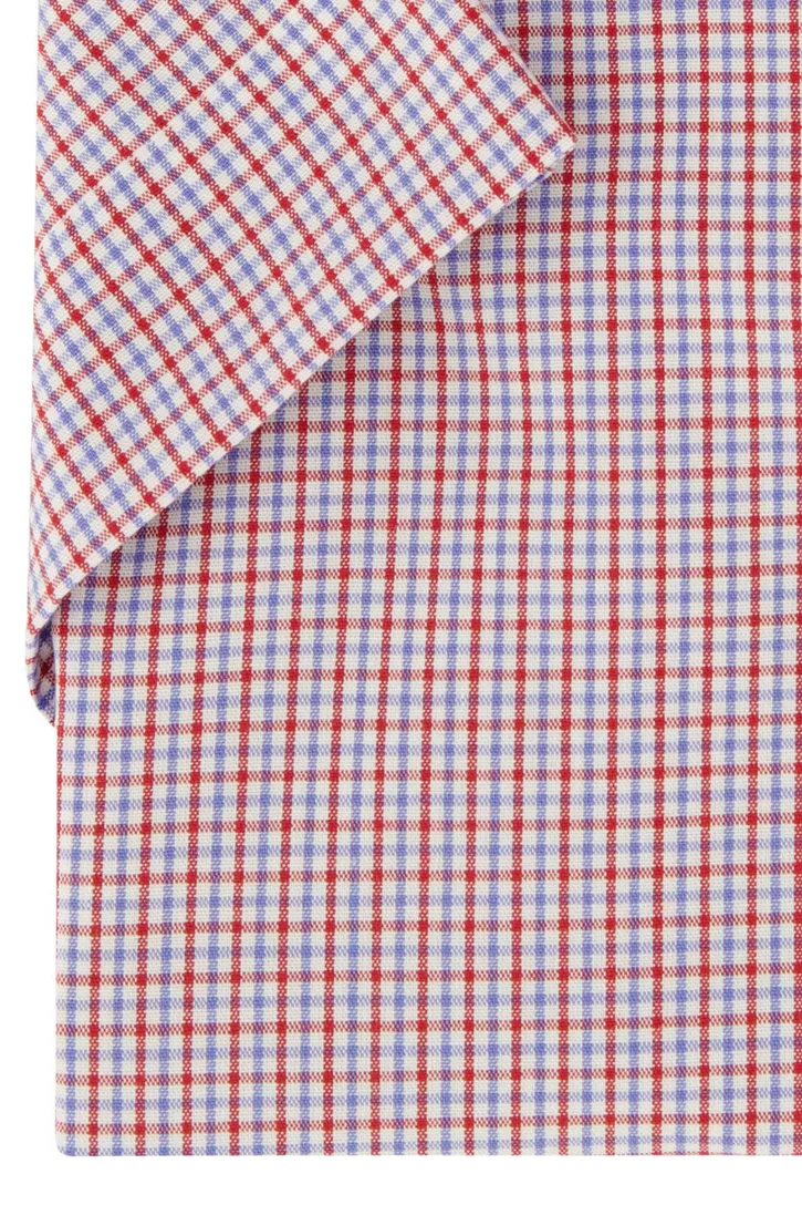 Seidensticker overhemd korte mouw geruit rood Regular