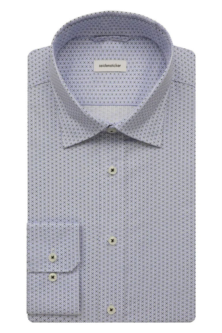 Lichtblauw overhemd Seidensticker business slim fit geprint katoen
