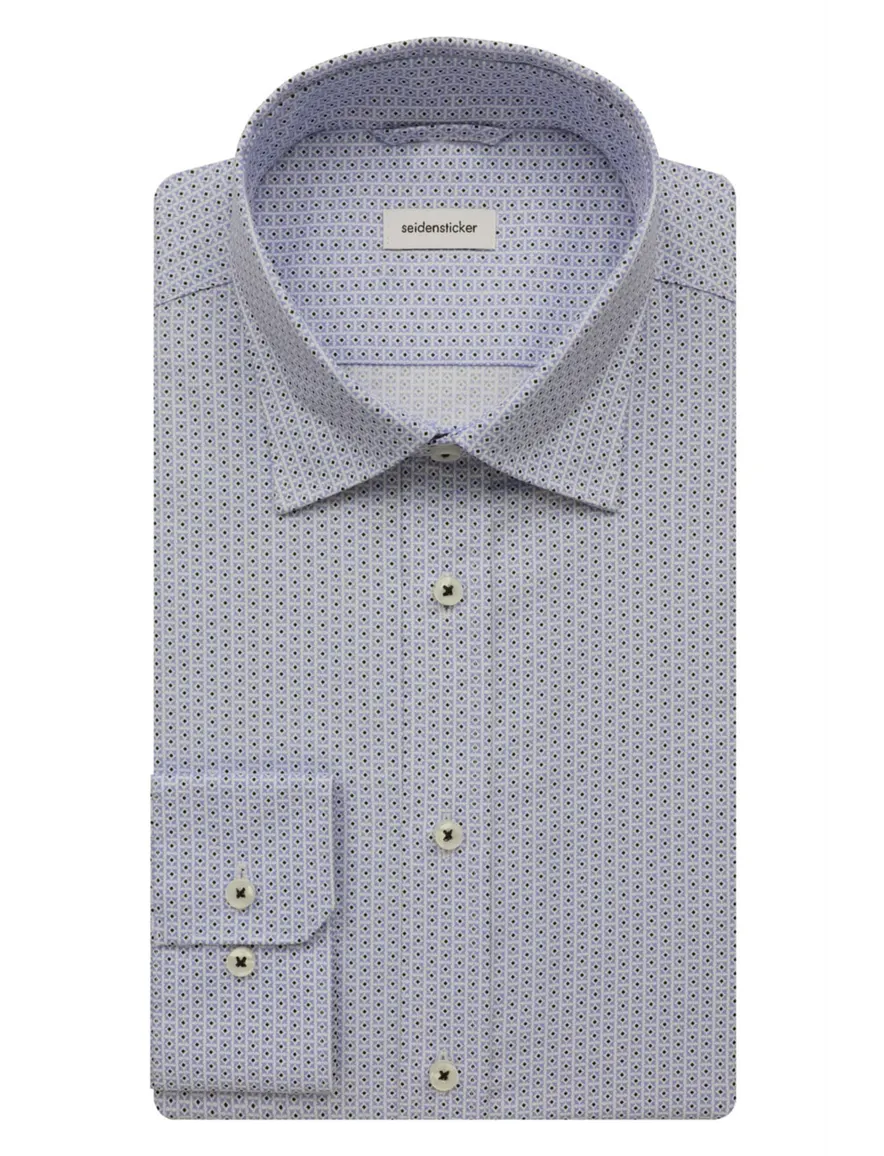 Lichtblauw overhemd Seidensticker business slim fit geprint katoen