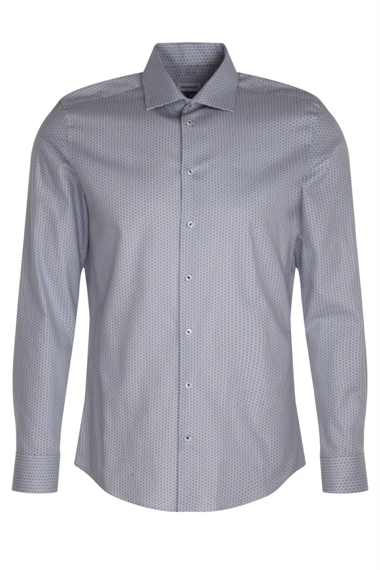 Lichtblauw overhemd Seidensticker business slim fit geprint katoen