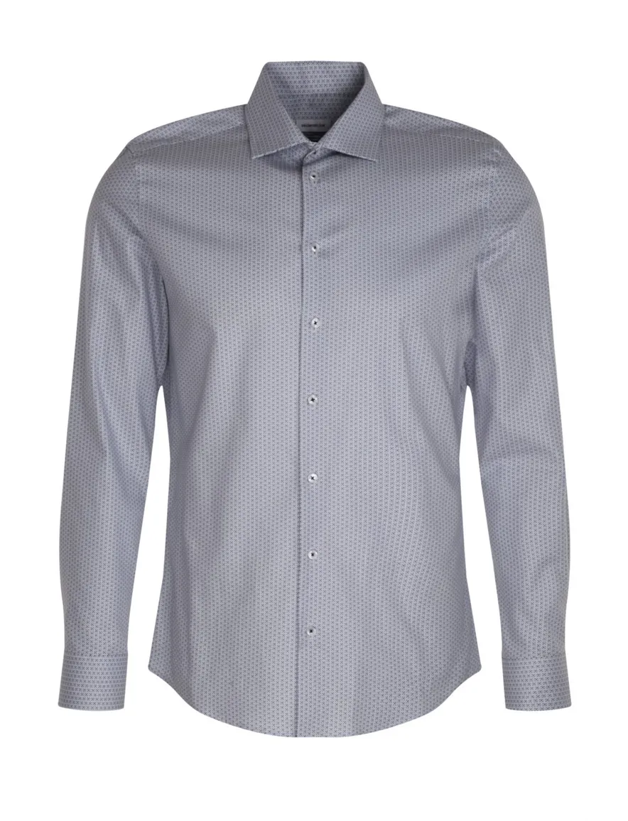 Lichtblauw overhemd Seidensticker business slim fit geprint katoen