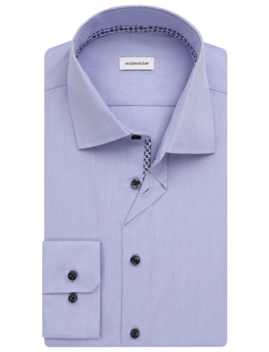 Seidensticker Slim overhemd blauw strijkvrij