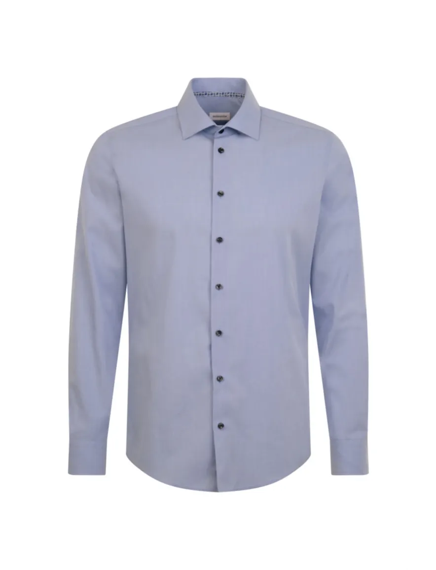 Seidensticker Slim overhemd blauw strijkvrij