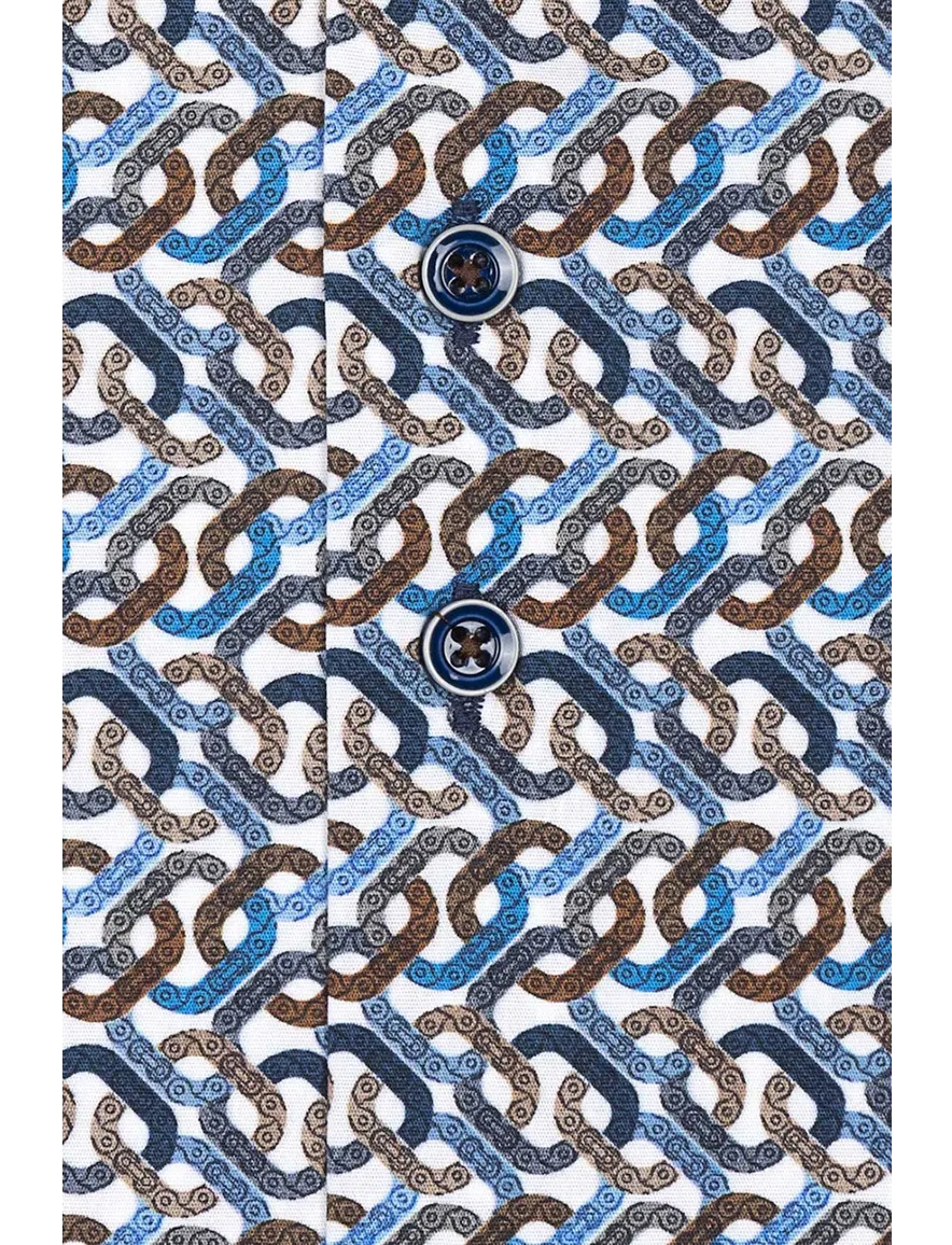 Geprint overhemd R2 blauw