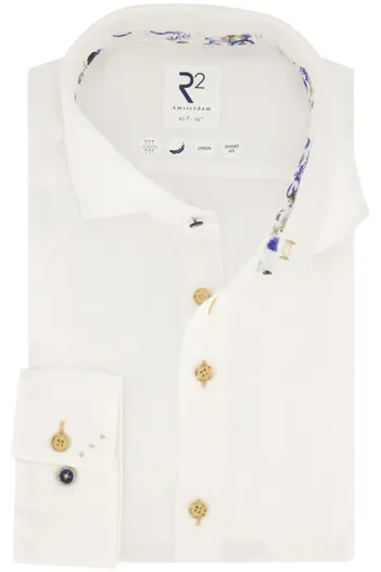 R2 R2 overhemd mouwlengte 7 slim fit wit linnen