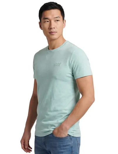 Superdry Superdry t-shirt ronde hals groen gemeleerd katoen
