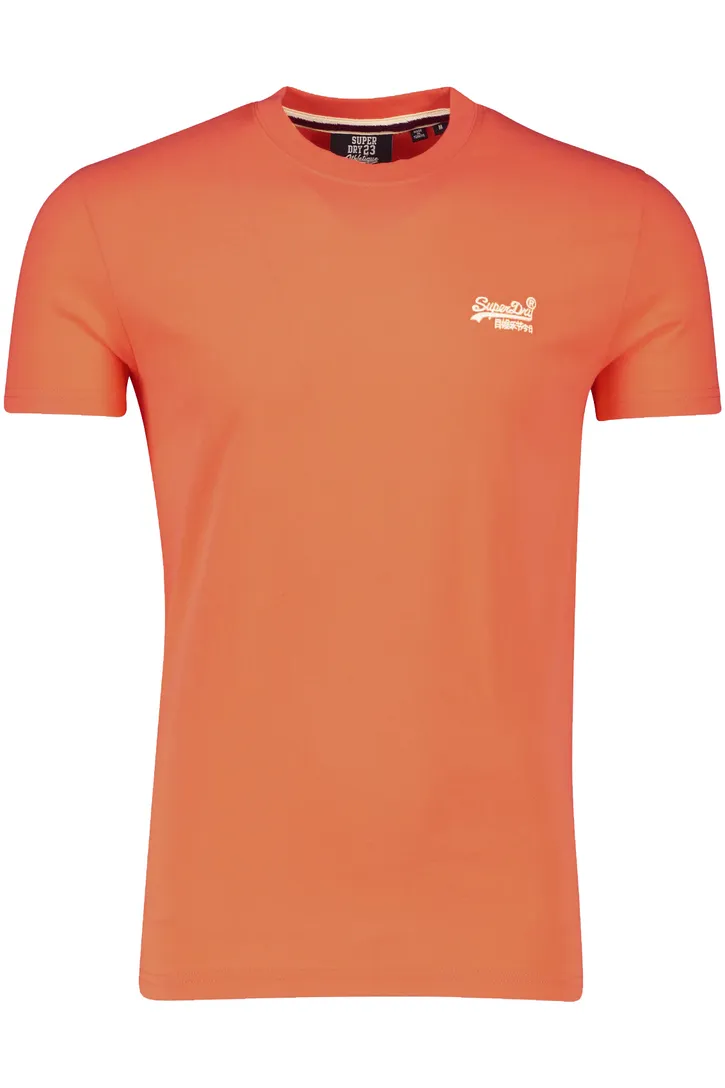 Superdry t-shirt katoen ronde hals oranje opdruk