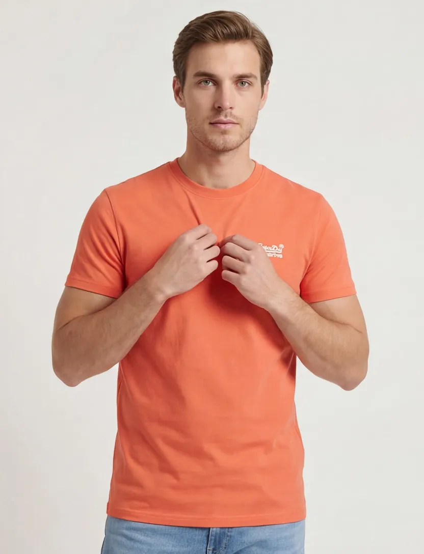Superdry t-shirt katoen ronde hals oranje opdruk