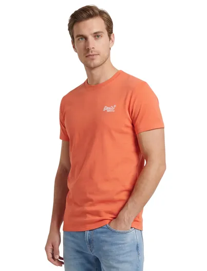 Superdry T-shirt Superdry katoen oranje ronde hals opdruk