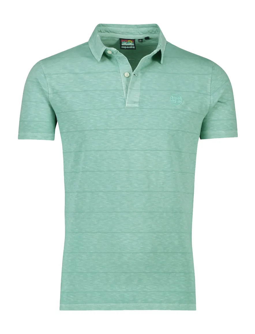 Superdry polo slim fit groen gestreept katoen