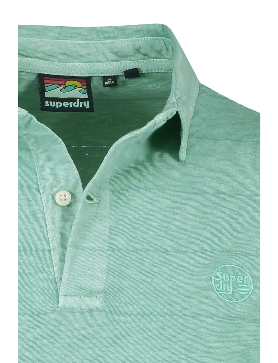 Superdry polo slim fit groen gestreept katoen