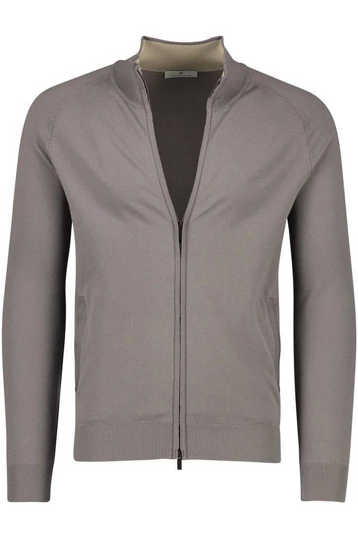 Thomas Maine tailored fit vest grijs ronde hals
