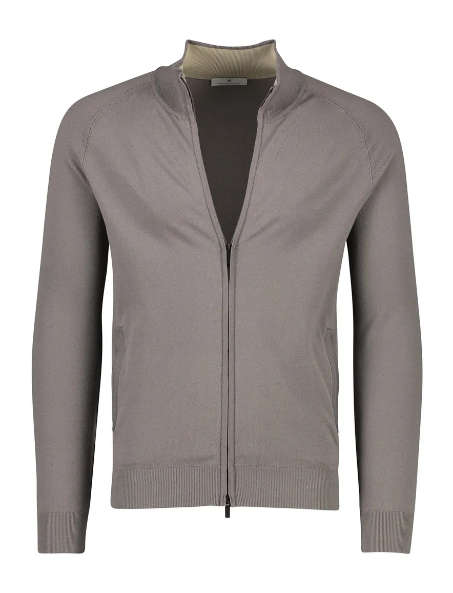 Thomas Maine vest grijs tailored fit ronde hals