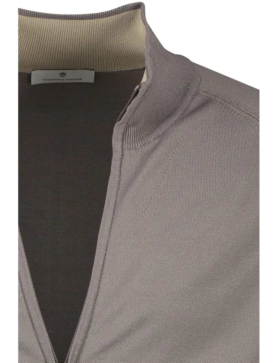 Thomas Maine vest grijs tailored fit ronde hals