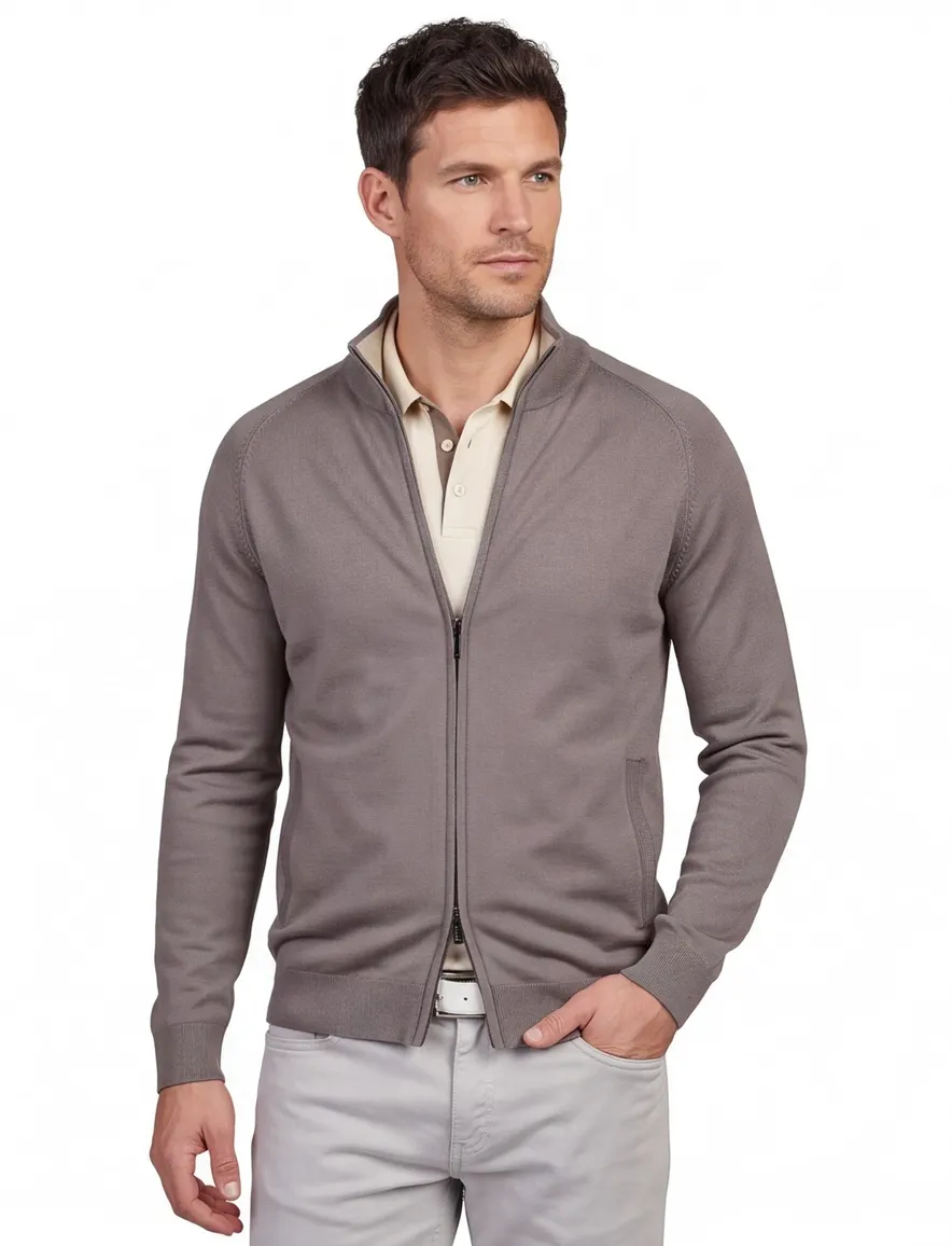 Thomas Maine vest grijs tailored fit ronde hals