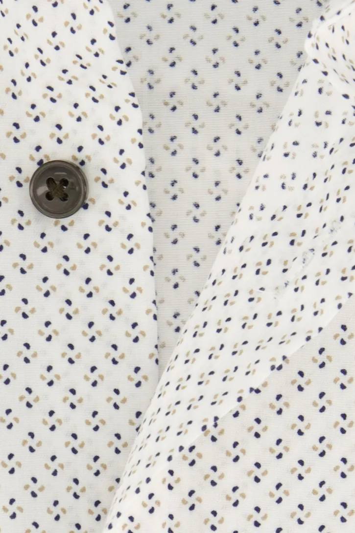 Olymp overhemd korte mouw Luxor Comfort Fit wit geprint
