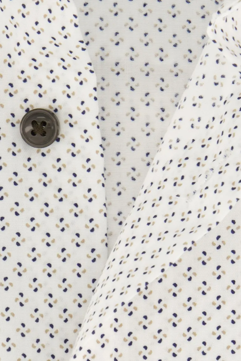 Olymp overhemd wit blauw geprint wijde fit