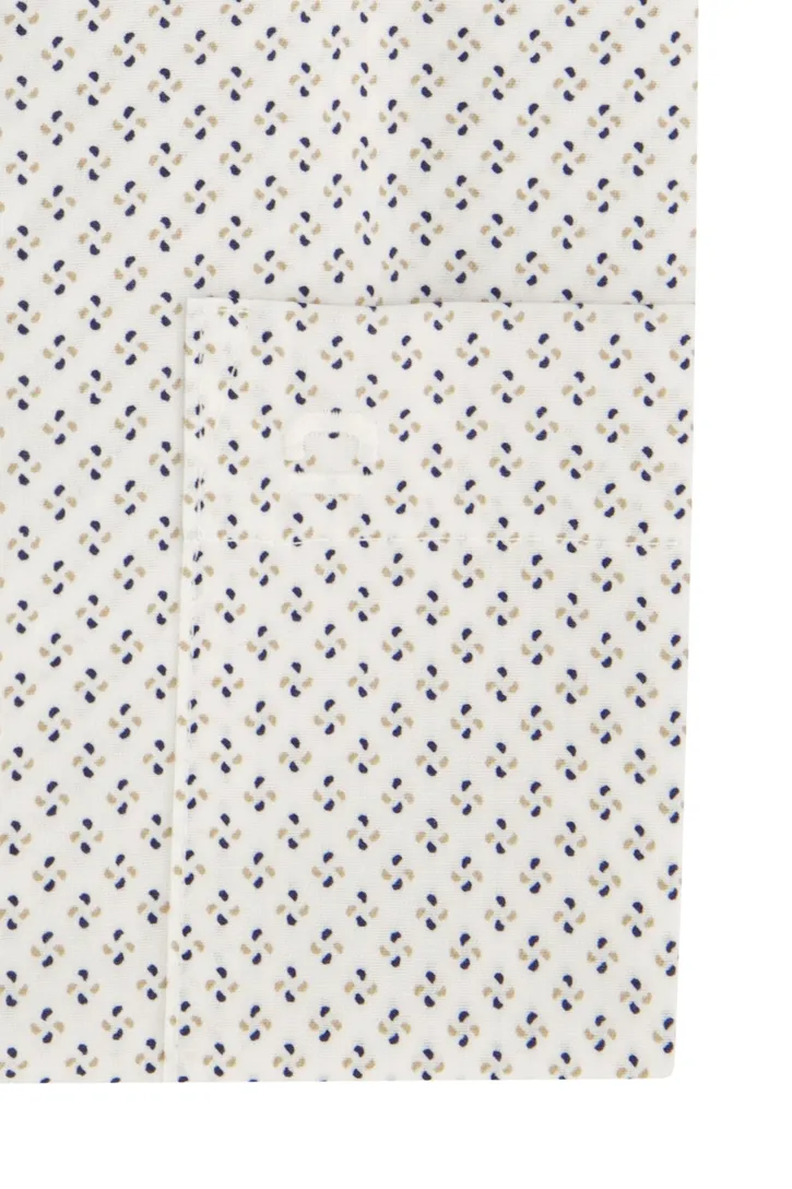 Olymp overhemd korte mouw Luxor Comfort Fit wit geprint