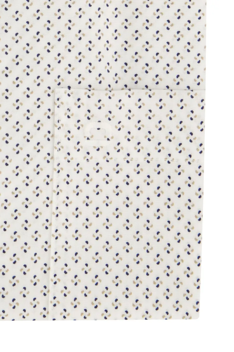 Olymp overhemd wit blauw geprint wijde fit